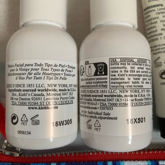 Kiehl’s Makeup Cosmetic Pouch/Bag Cleanser Toner Lip Balm Set - Picture 10 of 11